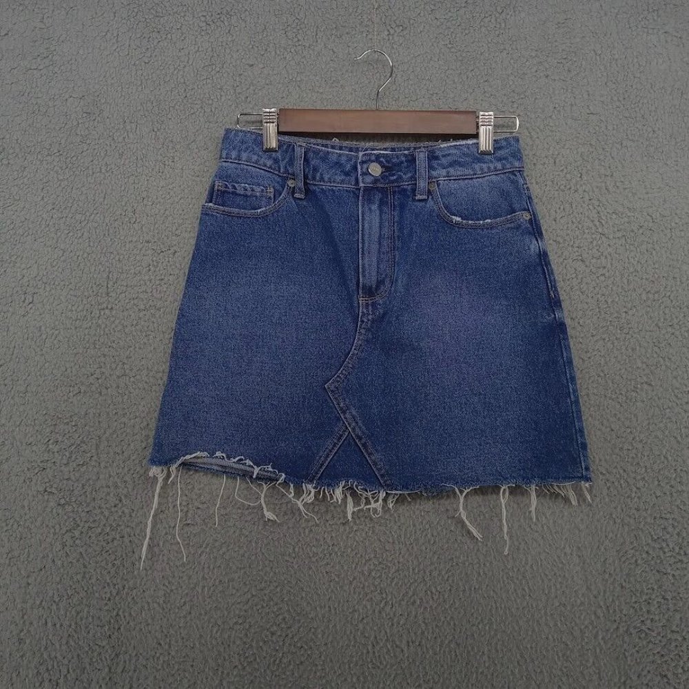 Paige Skirt Womens 26 Blue Aideen Ripped Distressed Raw Hem Denim A Line Jeans